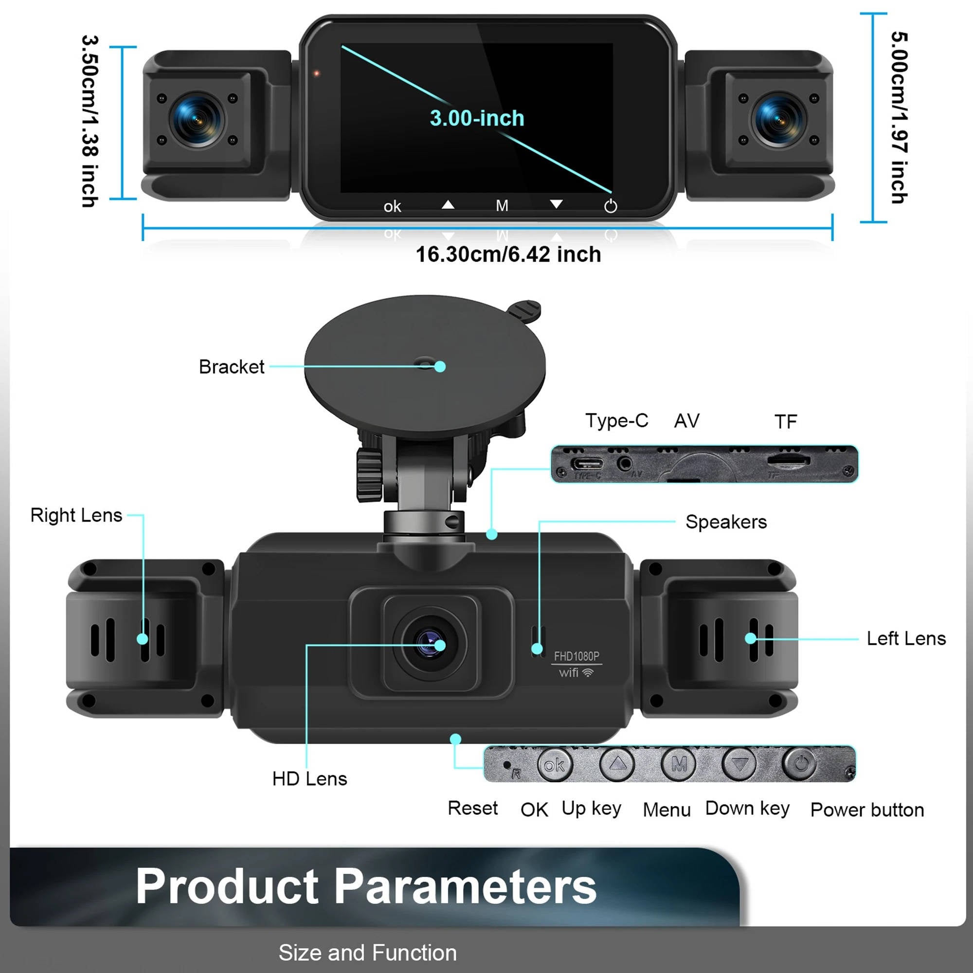 Dual Dash Cam Front and Rear | Wireless Night Vision Car DVR