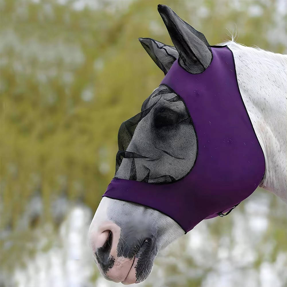 Mesh Horse Fly Mask | UV Protection Equine Veil with Ears