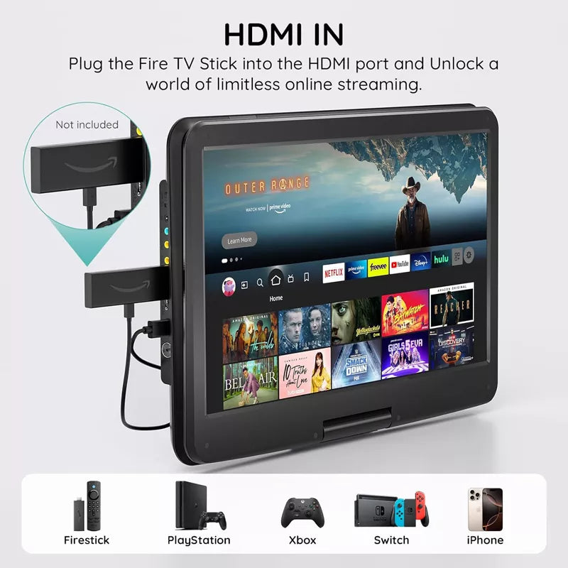 Large HD Portable DVD Player with Six Hour Battery and 15.6 Inch Screen