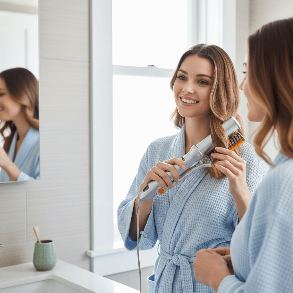 Two in One Rotating Hair Brush for Professional Styling and Smoothing