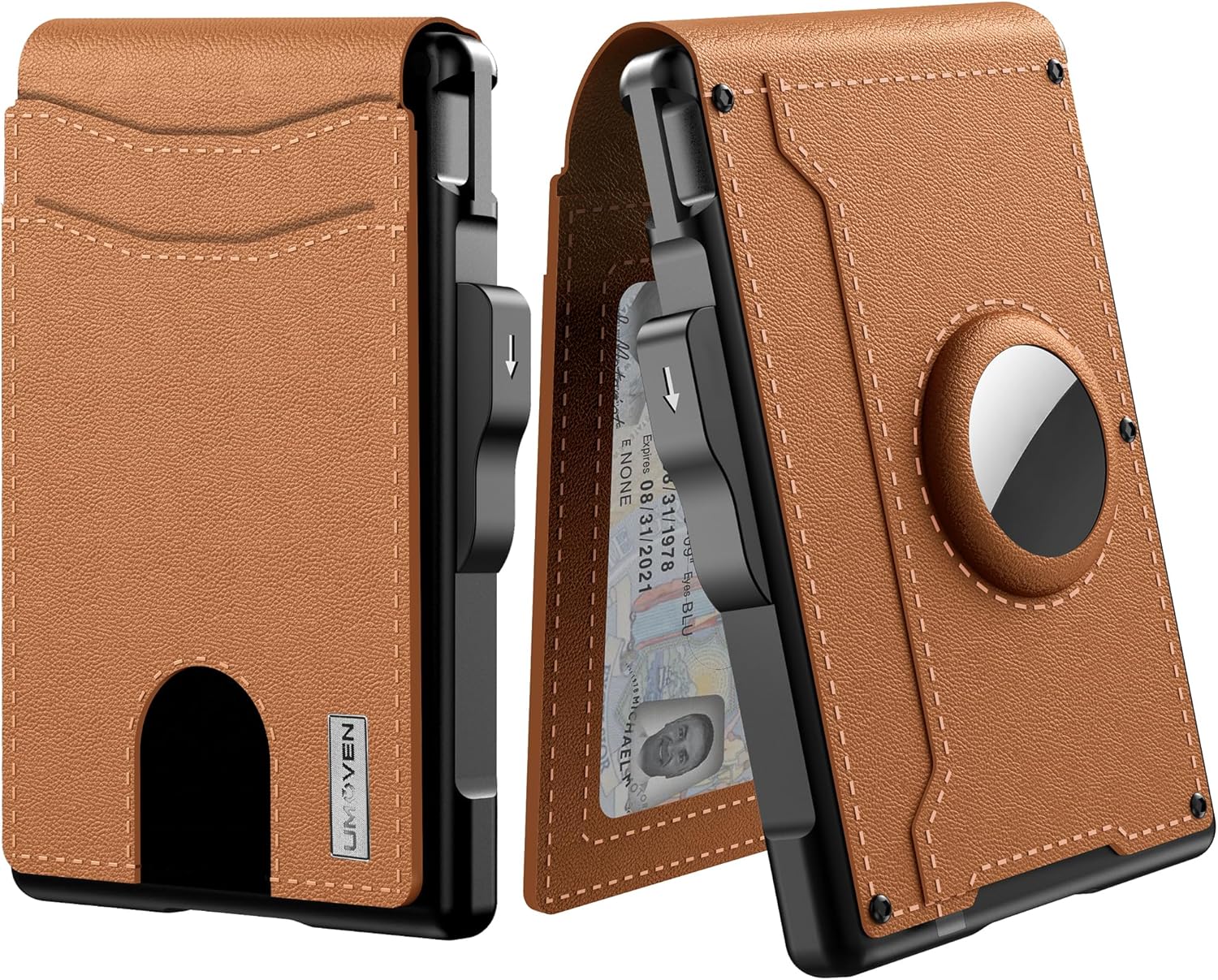 Minimalist AirTag Wallet | Slim RFID Blocking Pop Up Card Holder & Money Clip