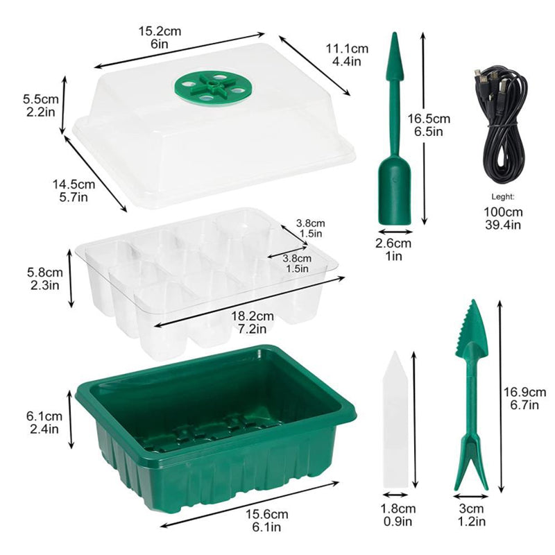 Indoor Seed Starter Trays | Full Spectrum LED Grow Light Germination Kit (5 Sets)
