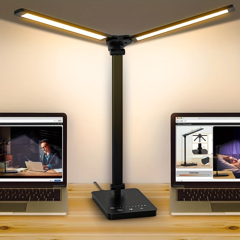Adjustable LED Gooseneck Desk Lamp with Touch Dimming for Office