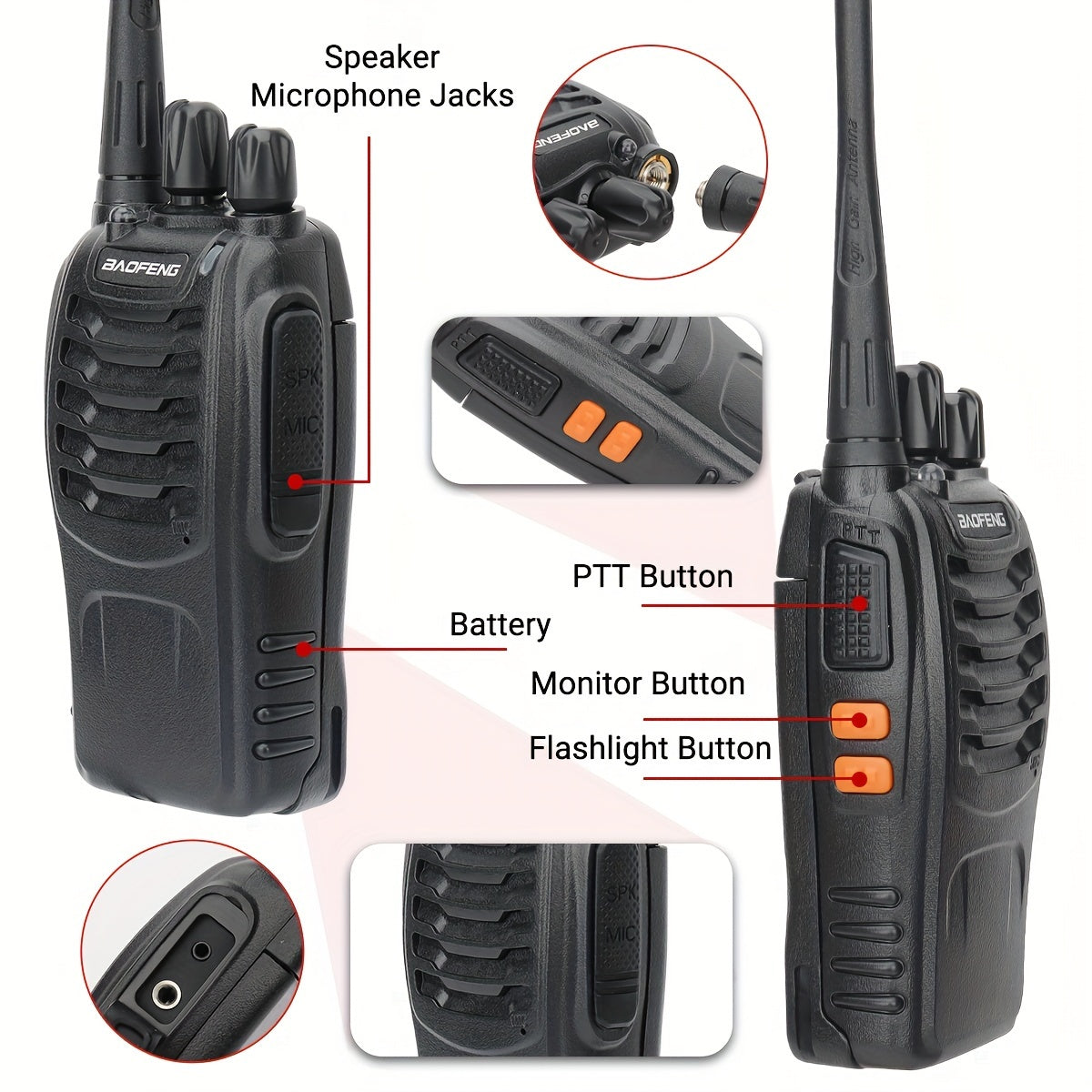 Long Range Rechargeable Walkie Talkies for Adults with Earpieces