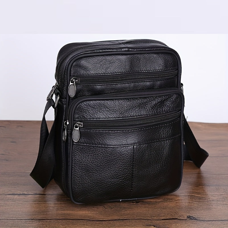Men's Genuine Cowhide Crossbody Bag | Leather Shoulder Messenger