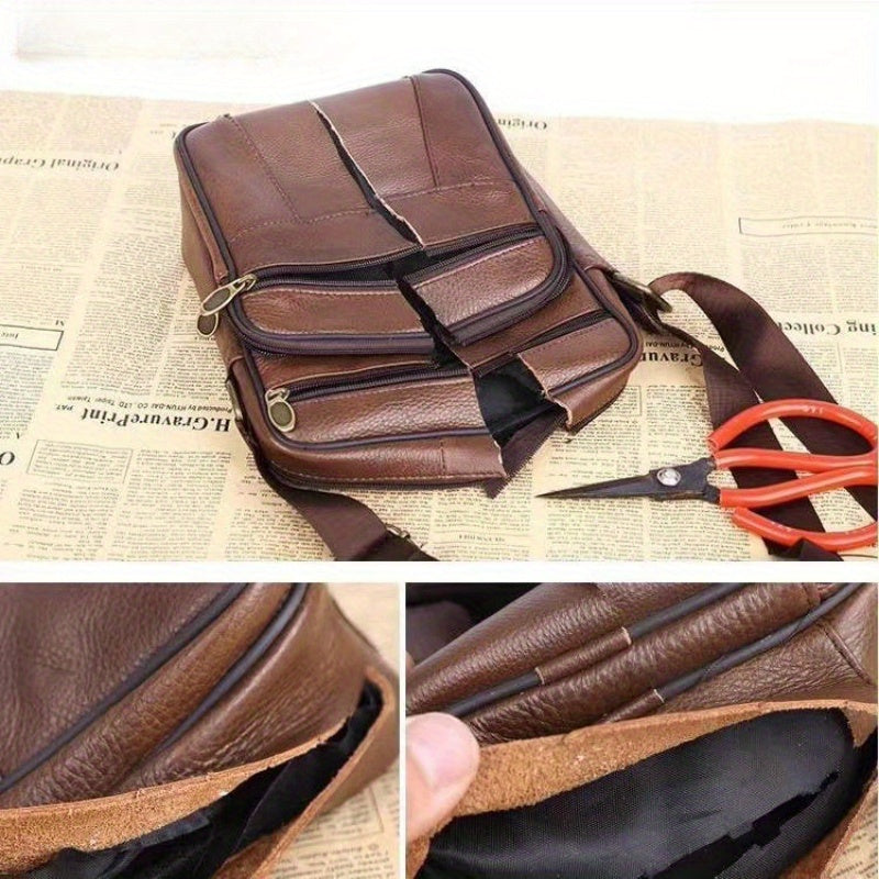 Men's Genuine Cowhide Crossbody Bag | Leather Shoulder Messenger