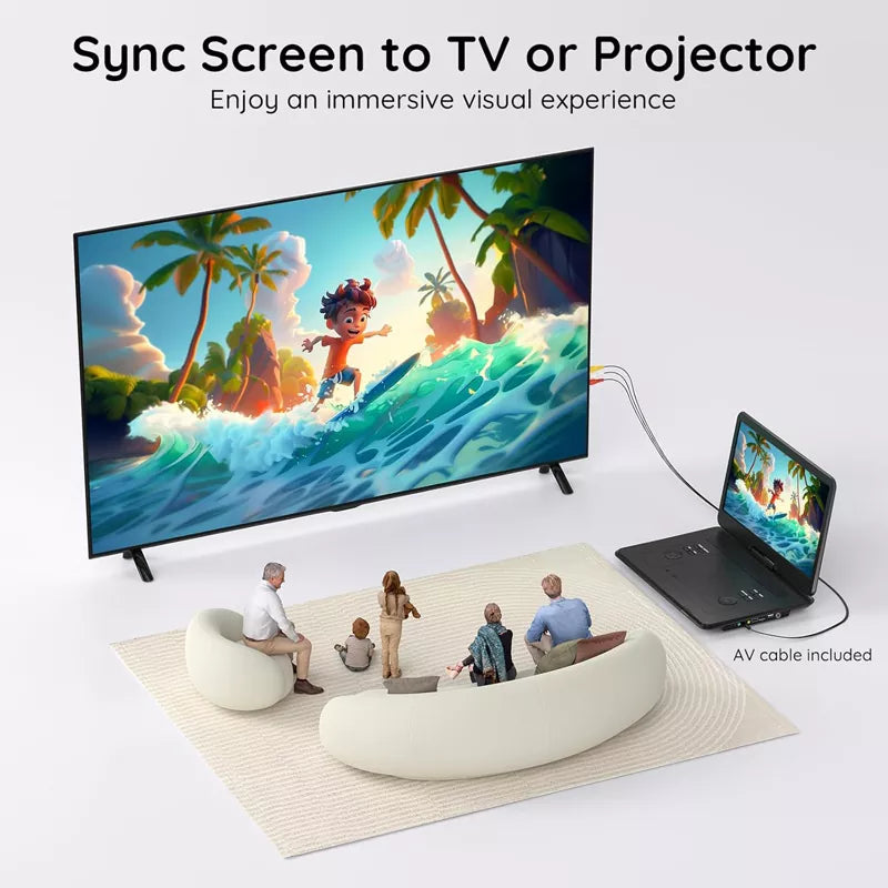 Large HD Portable DVD Player with Six Hour Battery and 15.6 Inch Screen