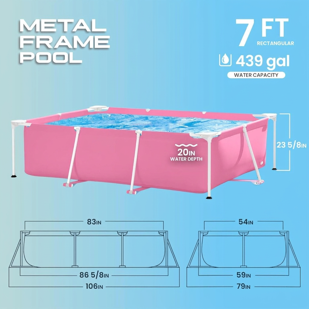 Close view of the rust-resistant steel frame and reinforced pool liner
