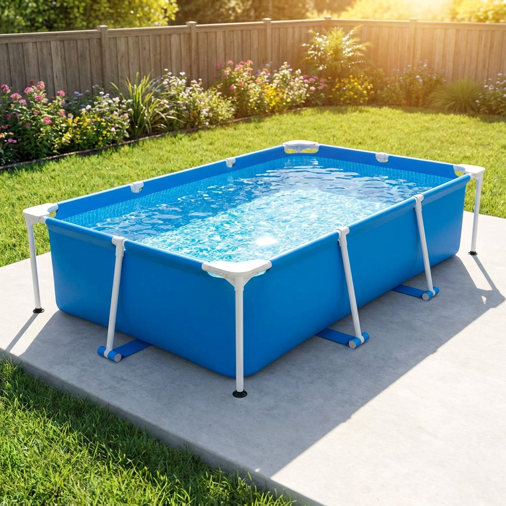 Compact rectangular above ground pool size option
