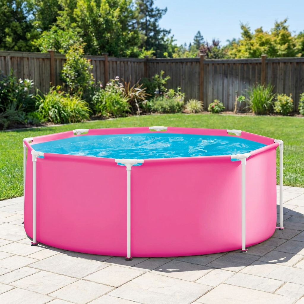 8 foot round above ground swimming pool with steel frame