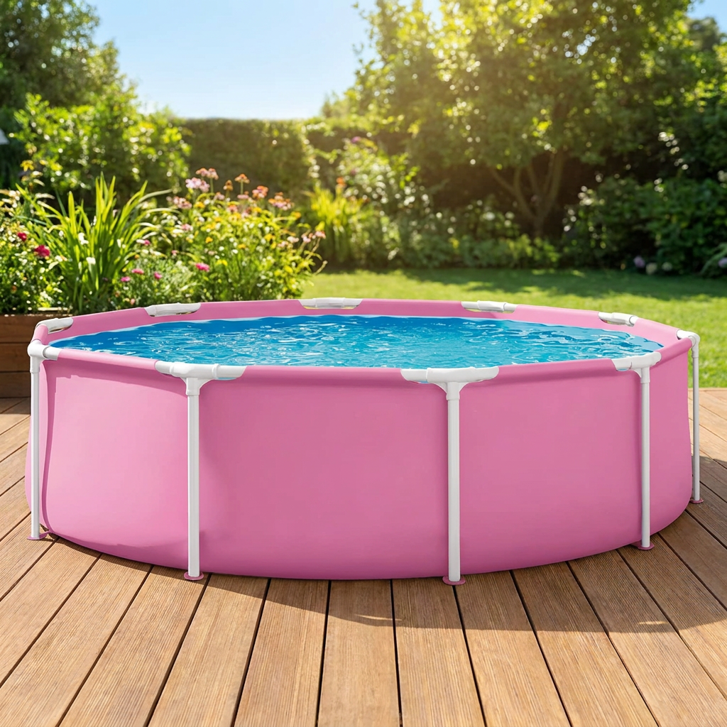 10 foot round above ground swimming pool with steel frame