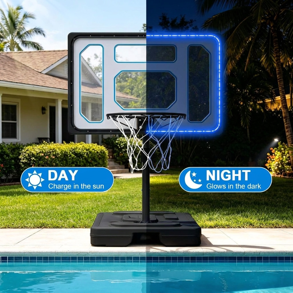 Height adjustable poolside basketball goal detail