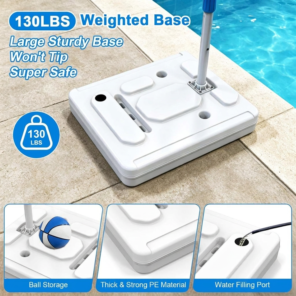 Pool basketball hoop set with two included balls