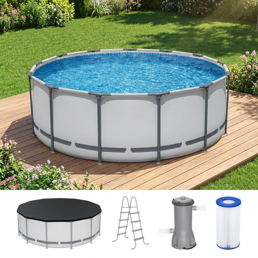 13 ft by 48 in round above ground pool set