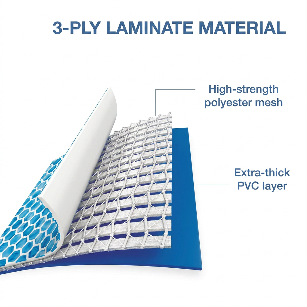Puncture-resistant three ply pool liner close up