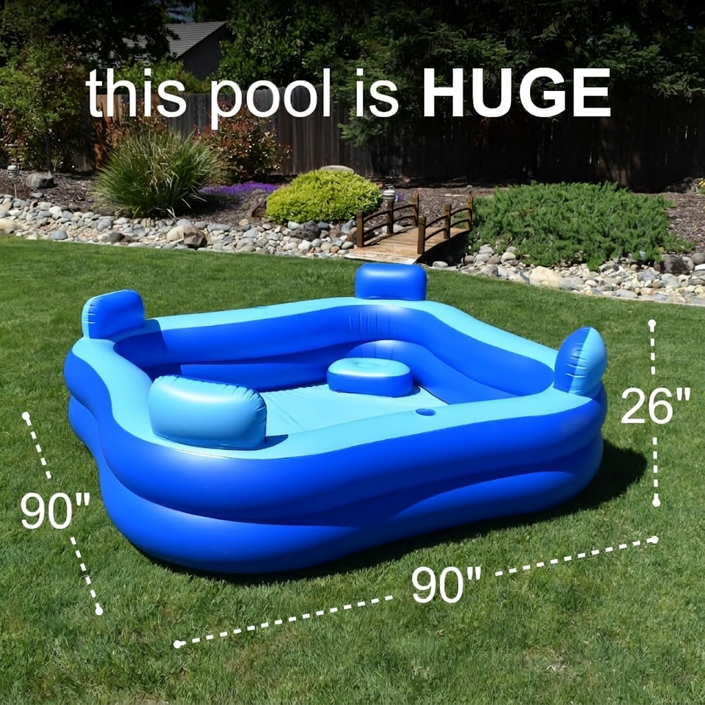 Inflatable pool seating and headrest detail