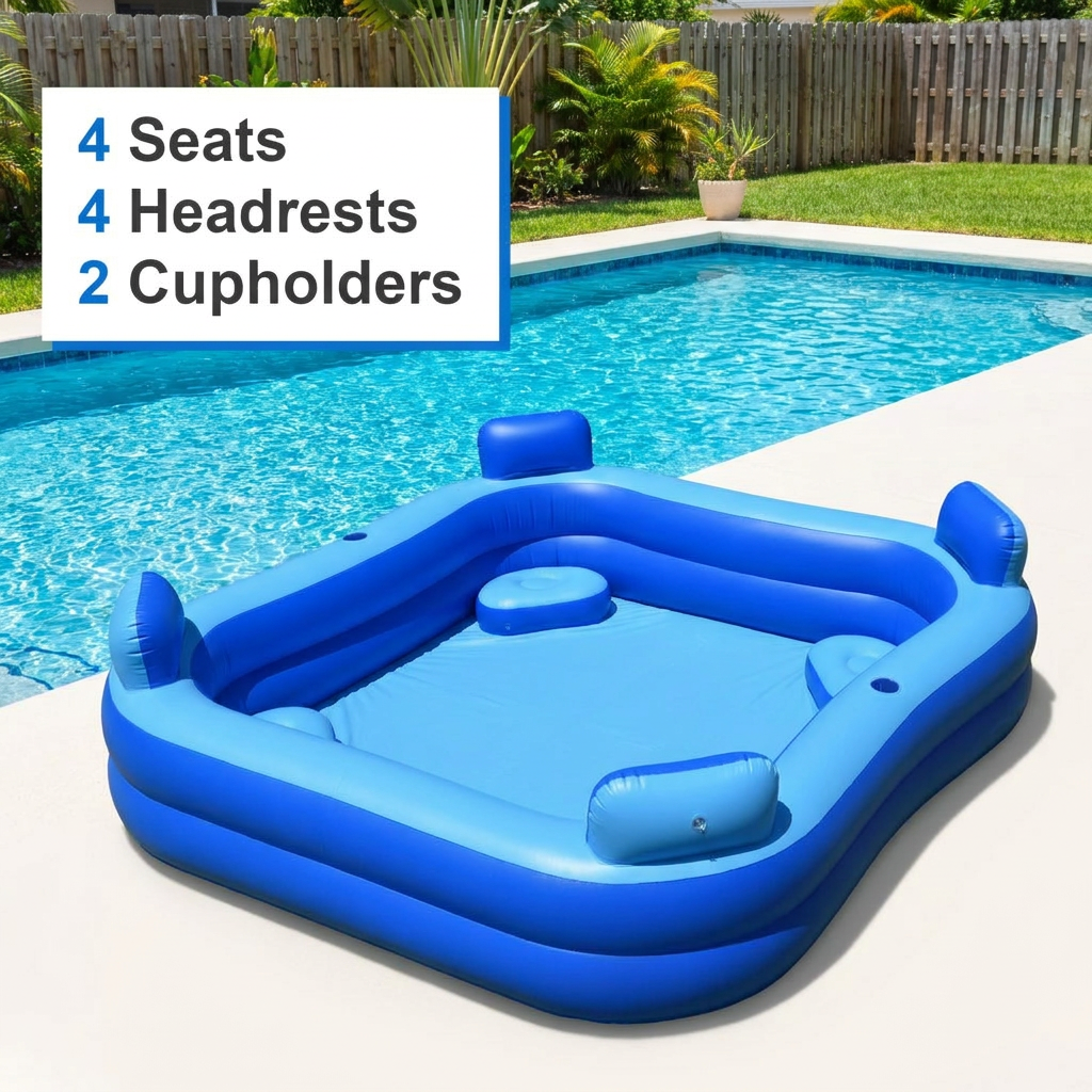 Reinforced thick PVC seams on an inflatable family pool