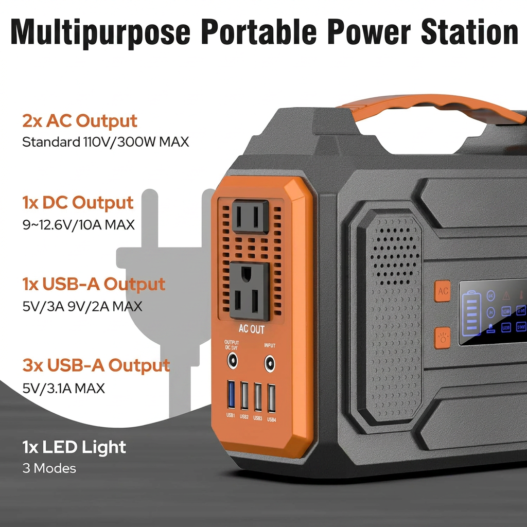 Power station output ports and display
