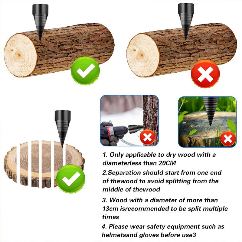 Heavy Duty Log Splitter Drill Bit | Cone Screw Wood Splitting Tool