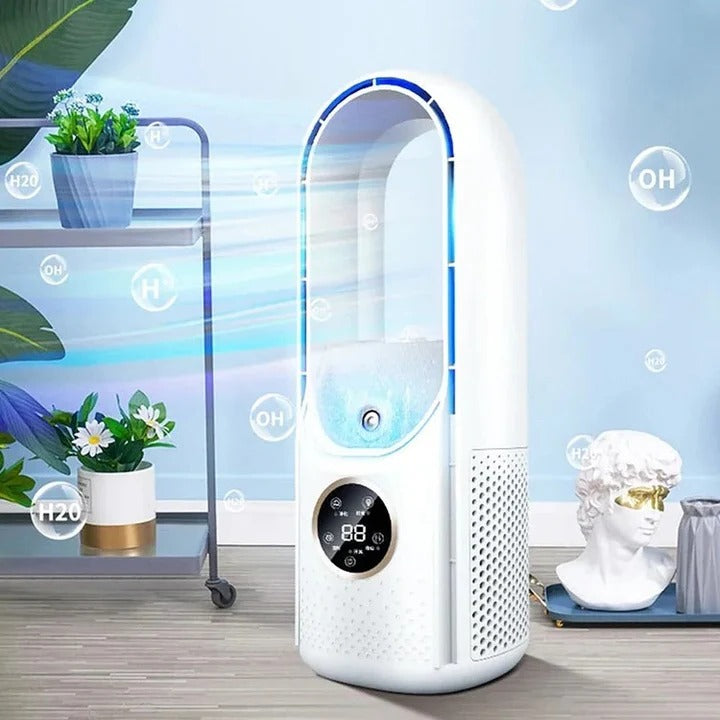 Blade-Free Silent Portable Air Cooler – Quiet Compact Desktop AC for Home & Office