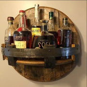 Rustic Whiskey Barrel Shelf | Bourbon Bottle Wall Display Rack
