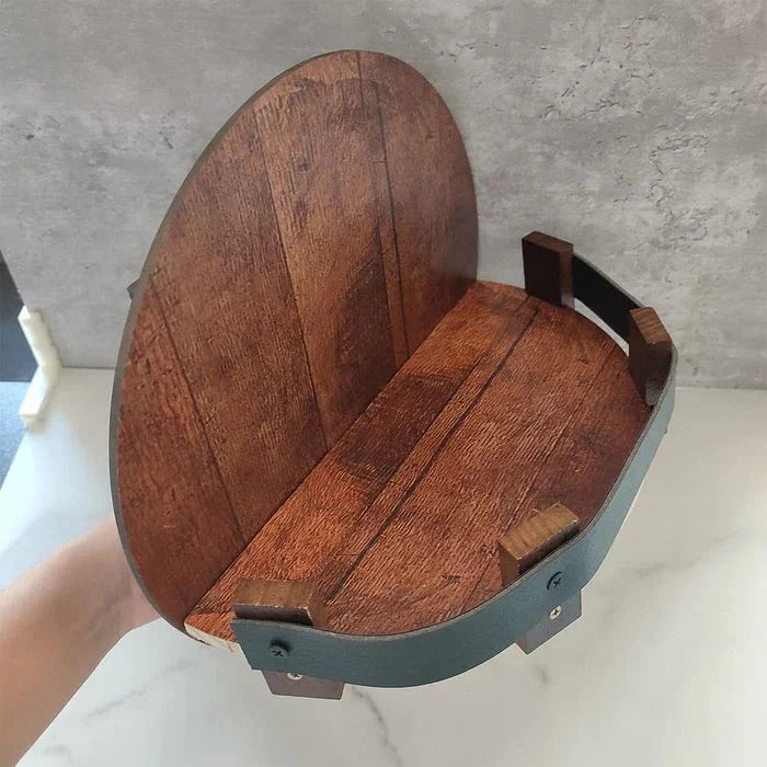 Rustic Whiskey Barrel Shelf | Bourbon Bottle Wall Display Rack