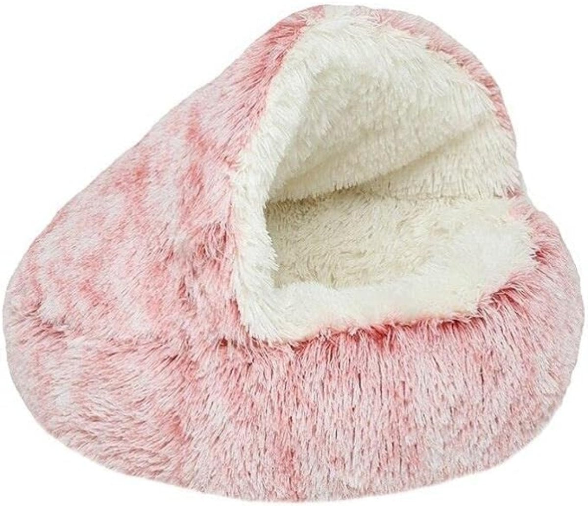 Calming Cave Dog Bed for Anxiety | Cozy Covered Pet Cushion