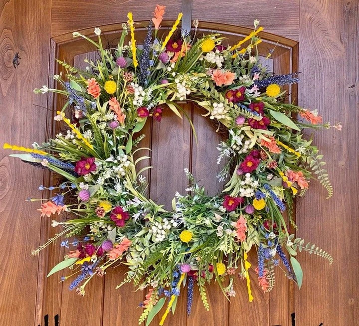Vibrant Texas Wildflower Wreath for Front Door and Home Wall Decor