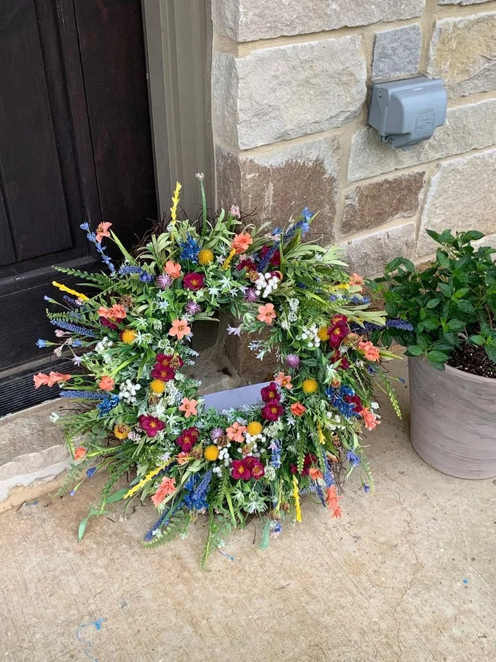 Vibrant Texas Wildflower Wreath for Front Door and Home Wall Decor