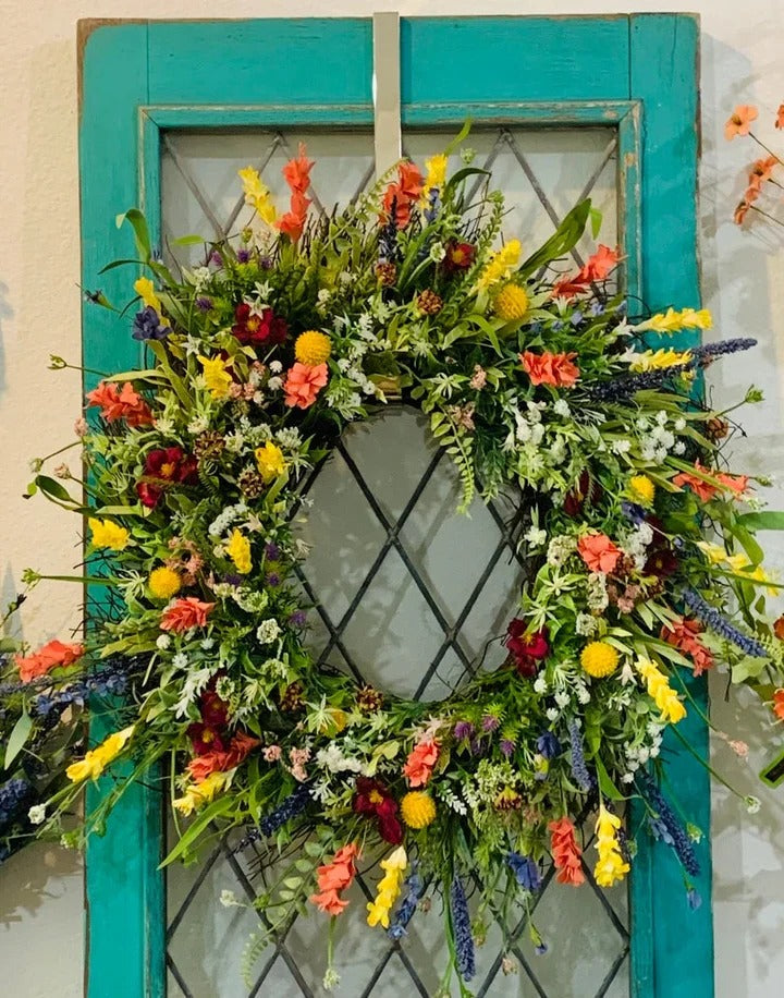 Vibrant Texas Wildflower Wreath for Front Door and Home Wall Decor