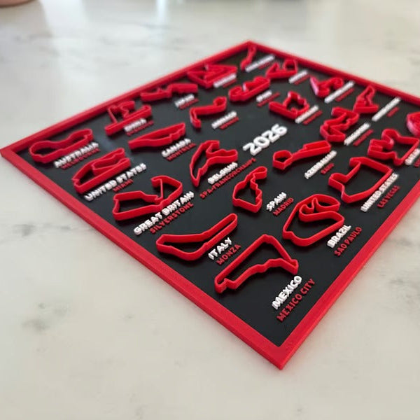 3D Printed F1 Formula Racing Calendar 2026 with Complete Circuit Collection and Stand