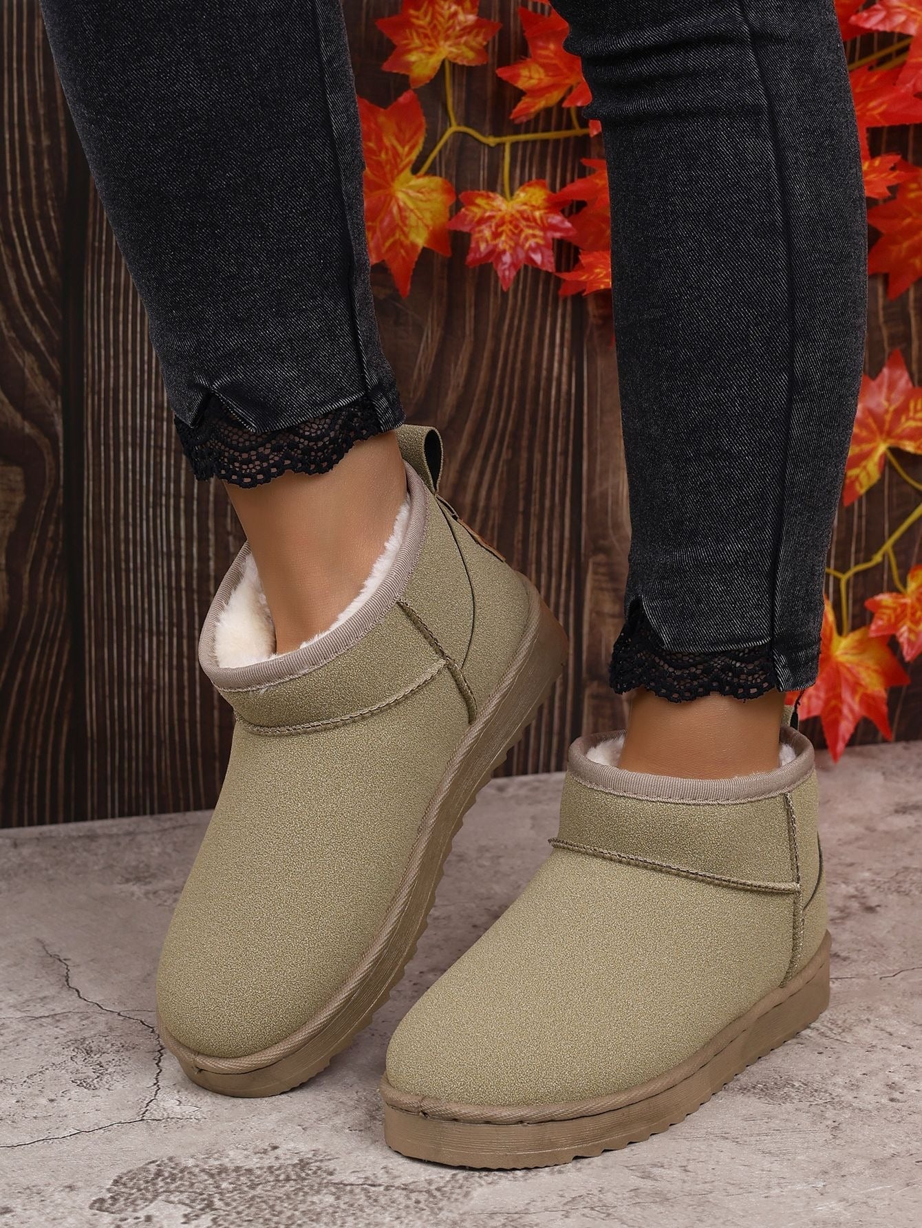 Women's Black Ultra Mini Platform Boots | Faux Fur Lined Ankle Booties, Winter Comfort