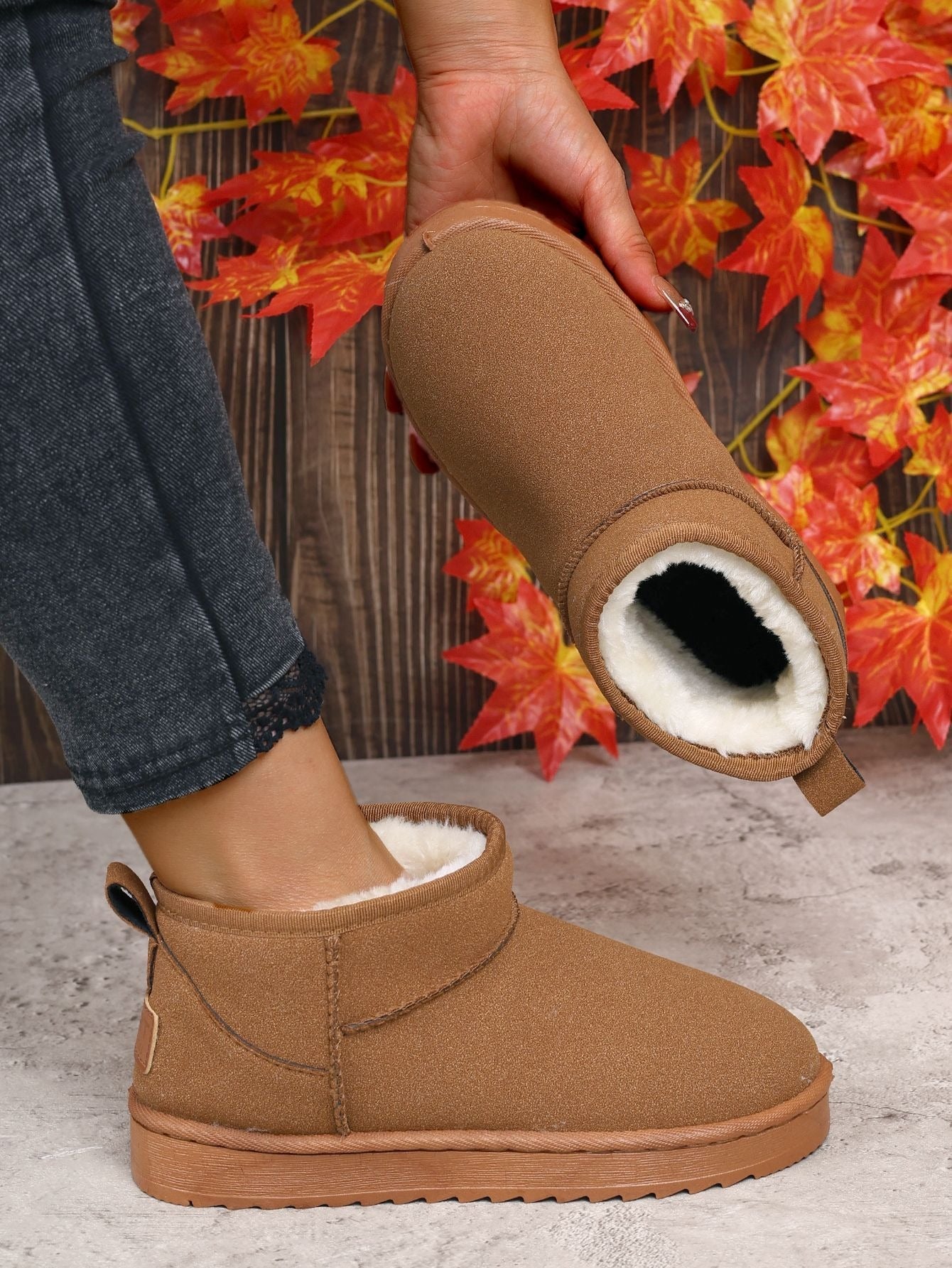 Women's Black Ultra Mini Platform Boots | Faux Fur Lined Ankle Booties, Winter Comfort