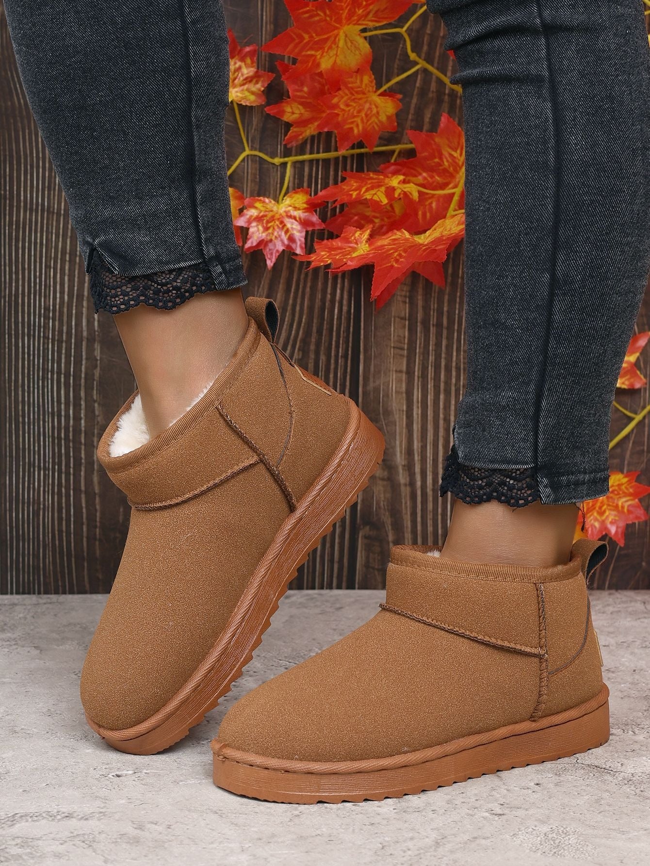 Women's Black Ultra Mini Platform Boots | Faux Fur Lined Ankle Booties, Winter Comfort