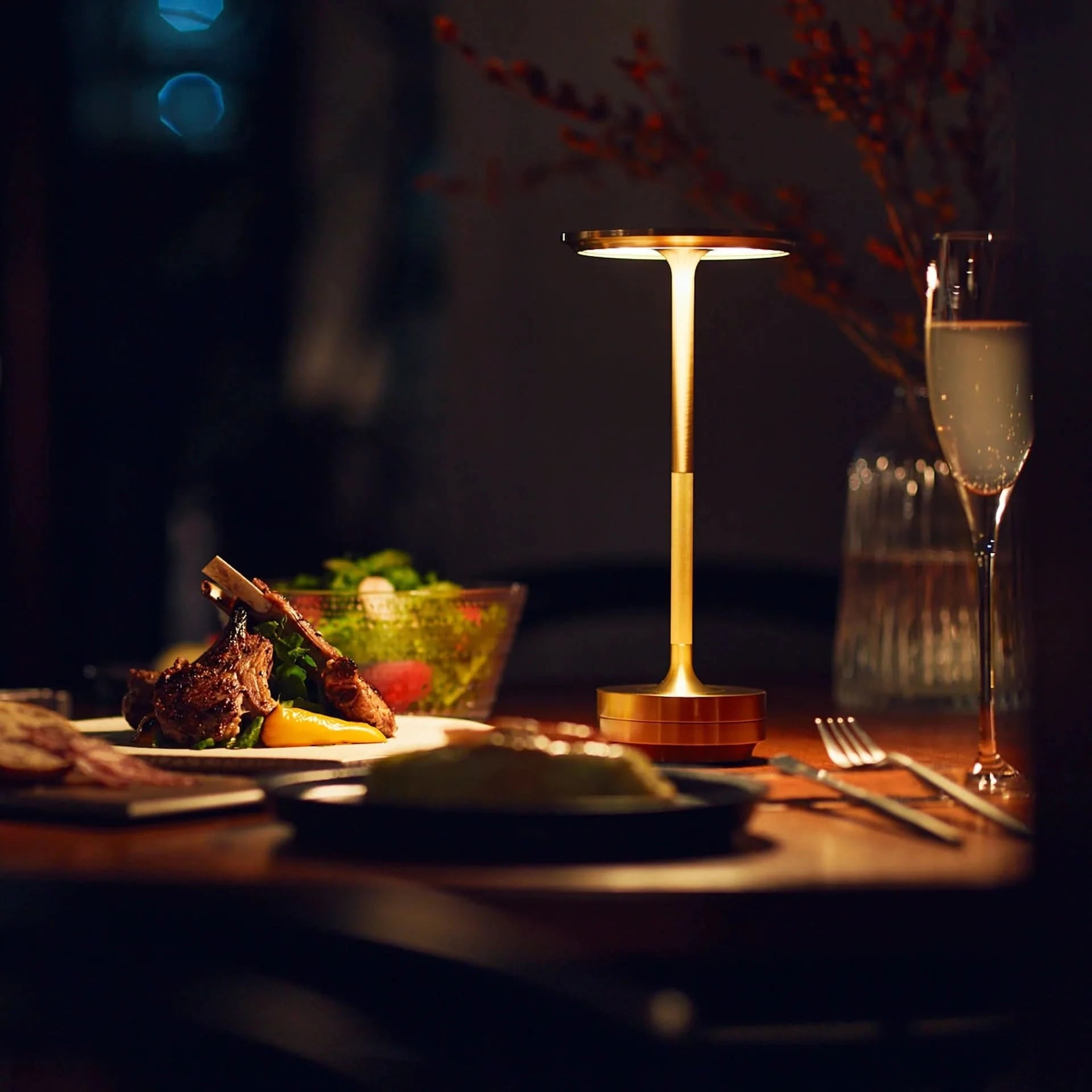 Cordless LED Table Lamp | Rechargeable Metal Desk Light & Touch Dimmer