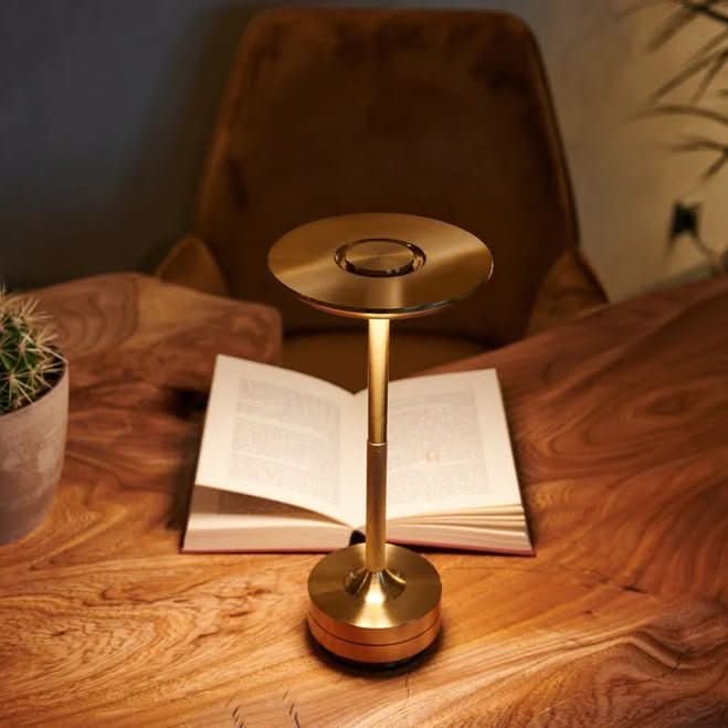 Cordless LED Table Lamp | Rechargeable Metal Desk Light & Touch Dimmer