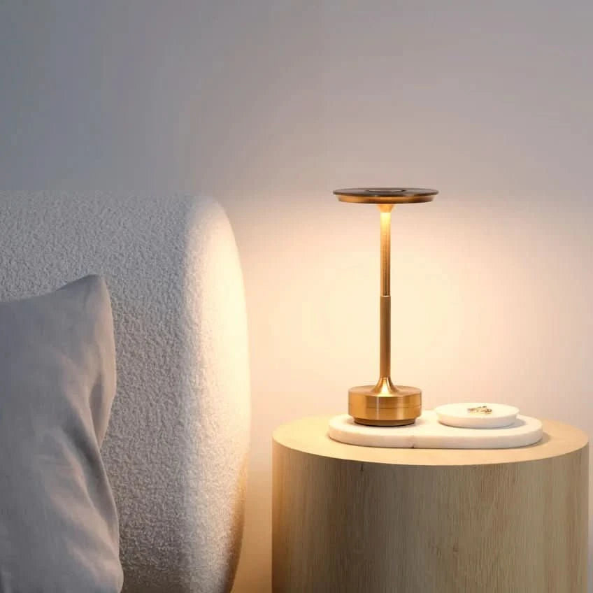 Cordless LED Table Lamp | Rechargeable Metal Desk Light & Touch Dimmer