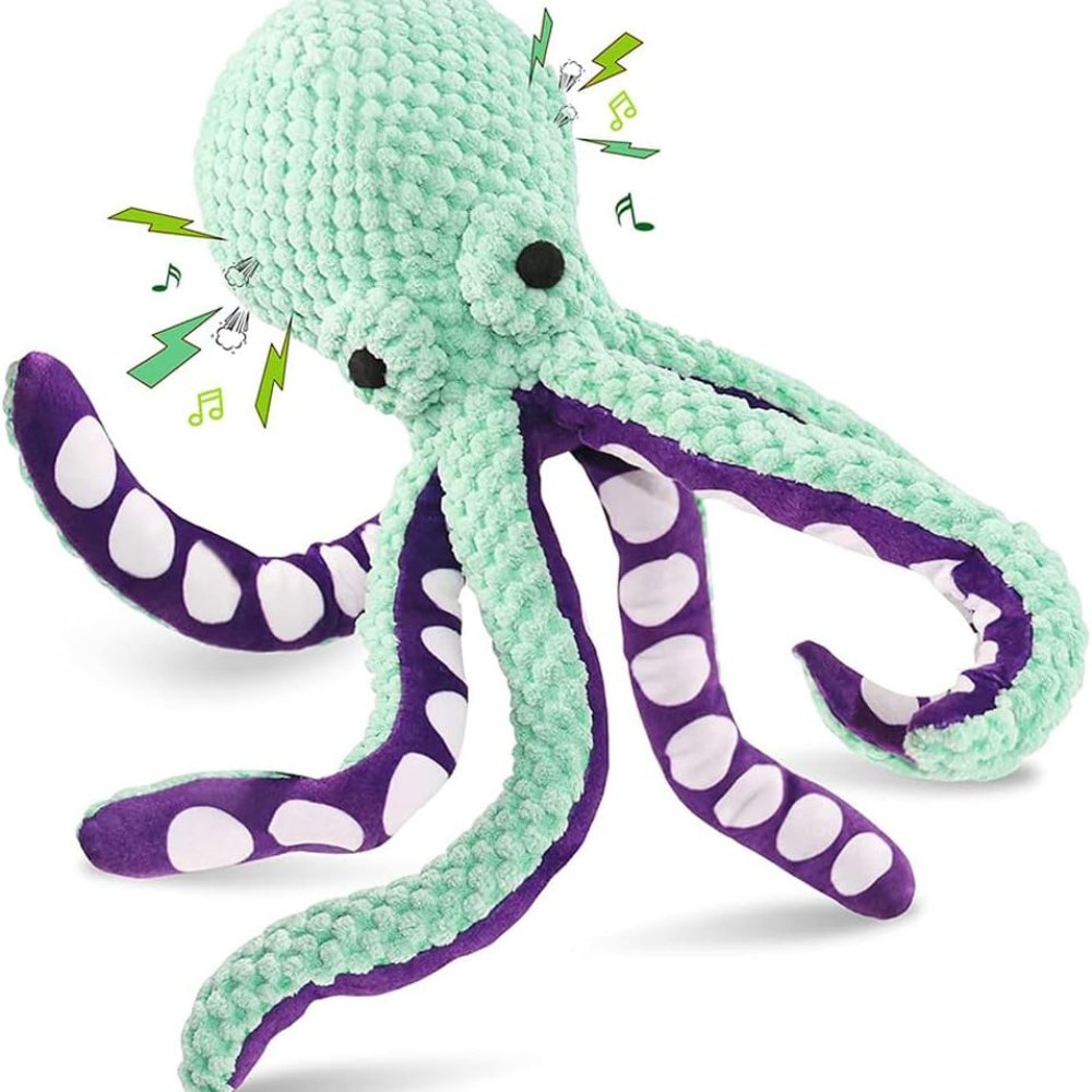 Squeaky Octopus Dog Toy | Plush Chew Toy for Dental Teeth Cleaning
