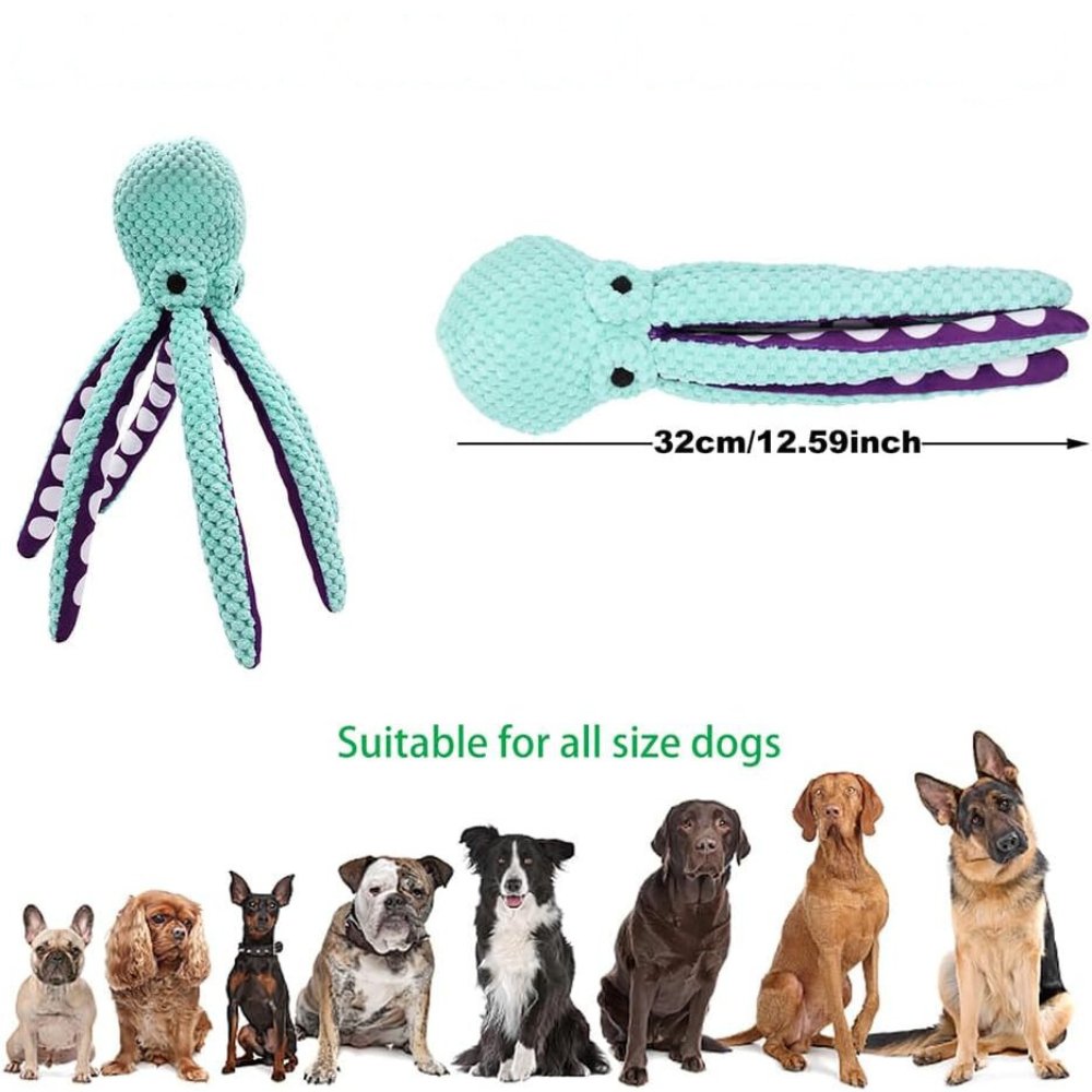 Squeaky Octopus Dog Toy | Plush Chew Toy for Dental Teeth Cleaning