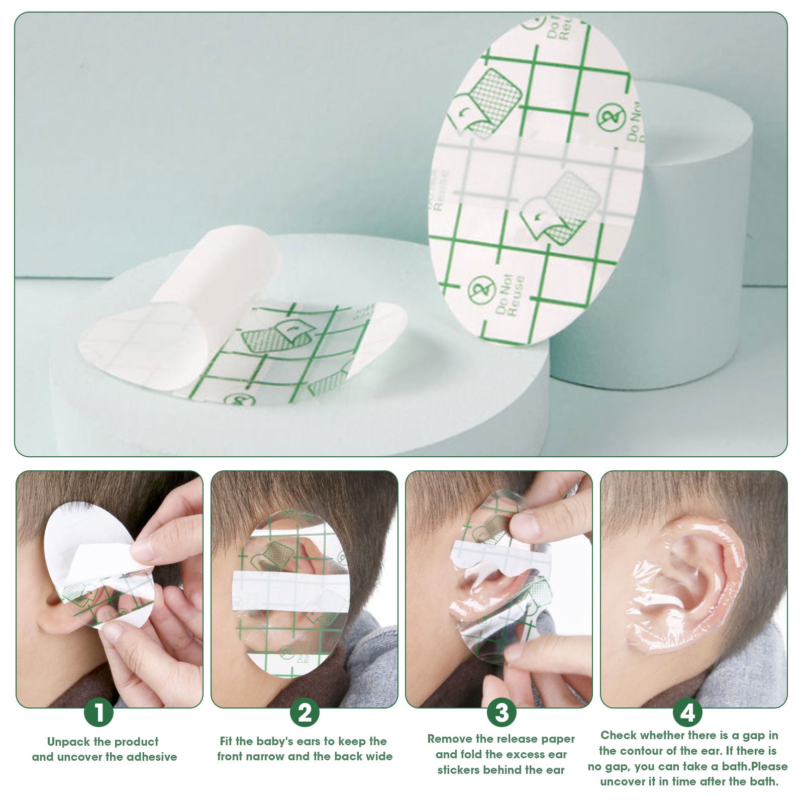 Disposable Waterproof Ear Protection Stickers for Swimming and Shower