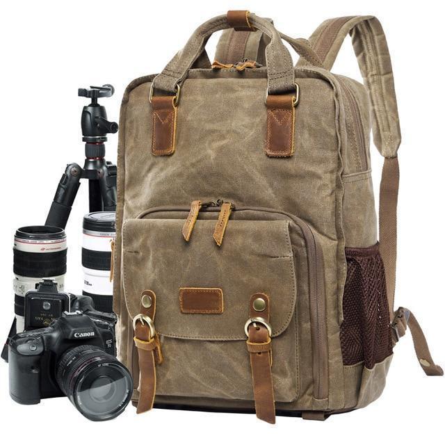 Waterproof Waxed Canvas Camera Bag | DSLR & 15" Laptop Backpack