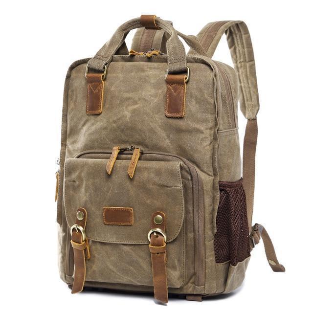 Waterproof Waxed Canvas Camera Bag | DSLR & 15" Laptop Backpack