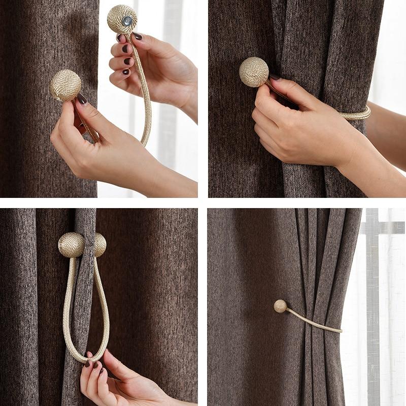 Magnetic Curtain Tie Backs | Decorative Drape Holdbacks | No-Drill Window Accessory