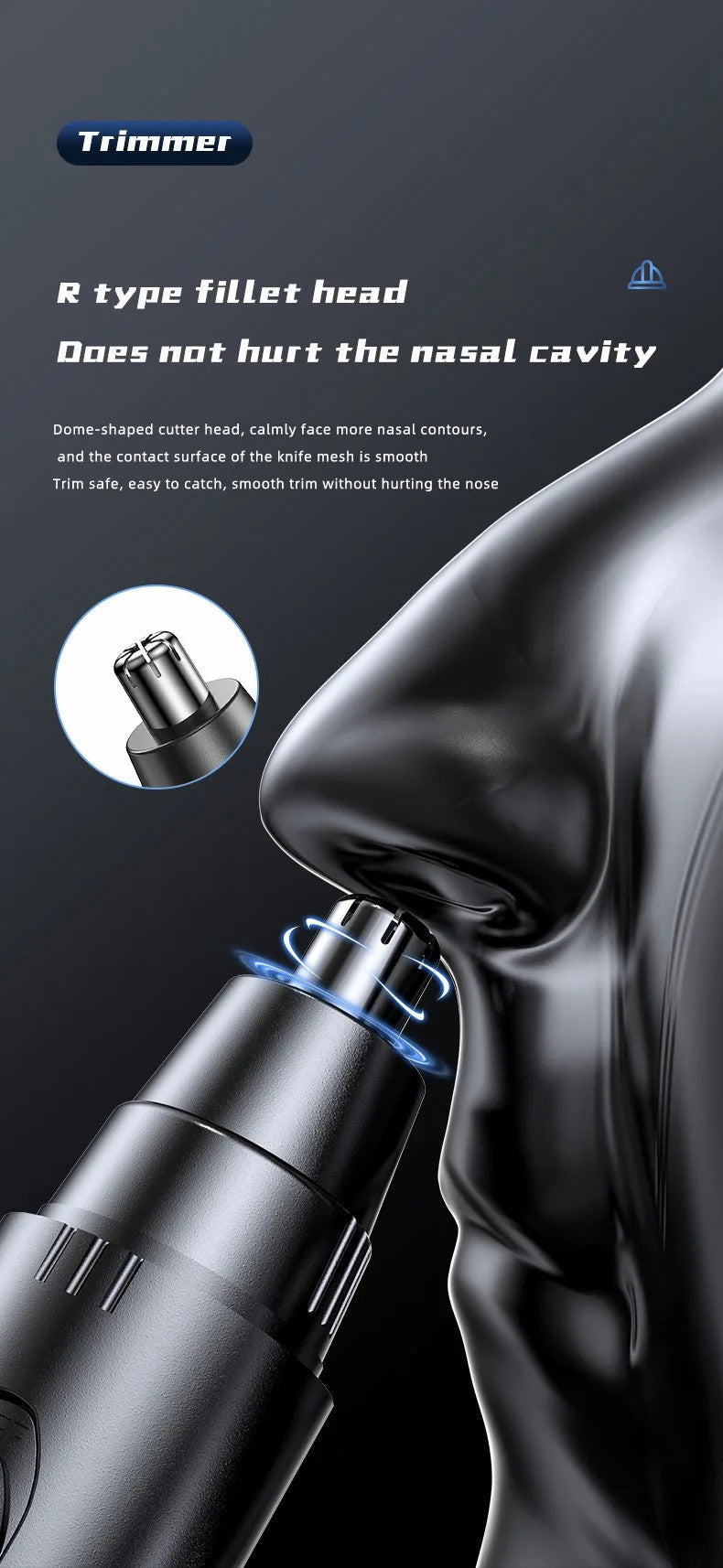 Unisex Rechargeable Electric Nose & Ear Trimmer | Wet/Dry Grooming Tool