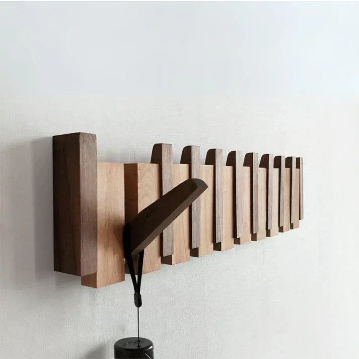 Wooden Piano Key Coat Rack | Wall Mounted Entryway Hooks