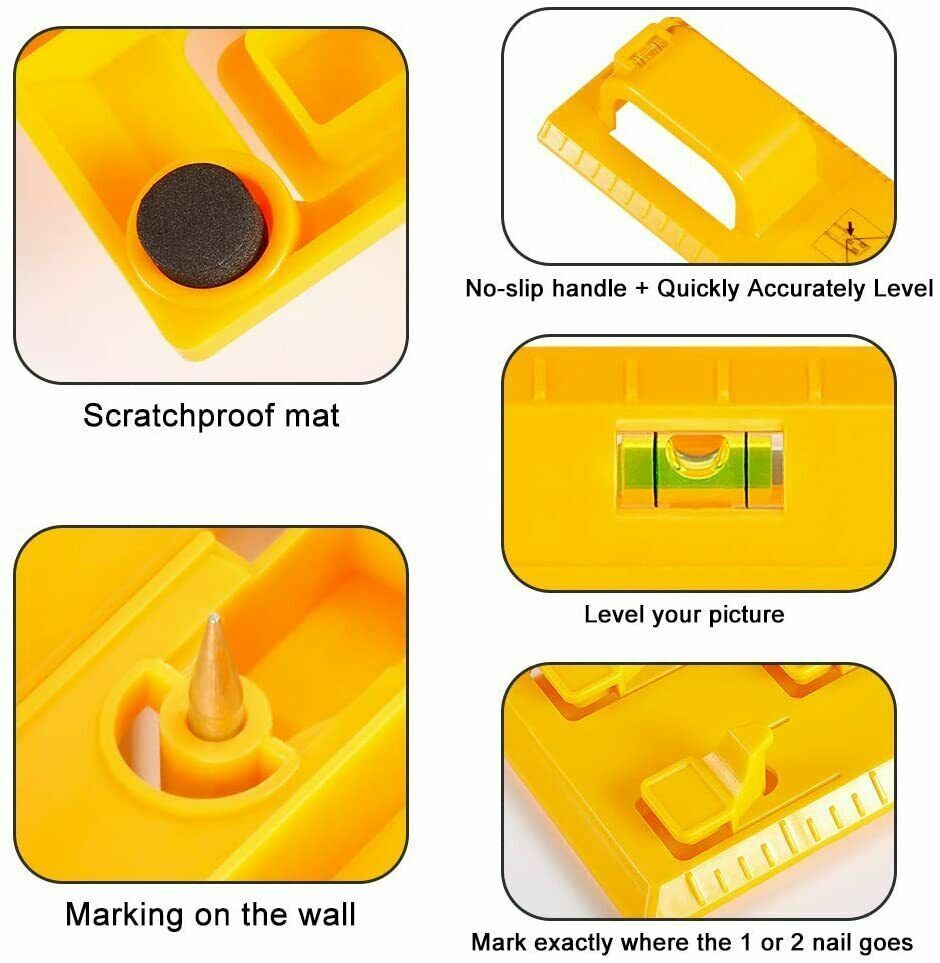 Picture Hanging Tool with Level | Wall Decor Positioning & Marking Ruler