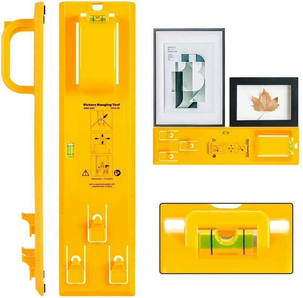 Picture Hanging Tool with Level | Wall Decor Positioning & Marking Ruler