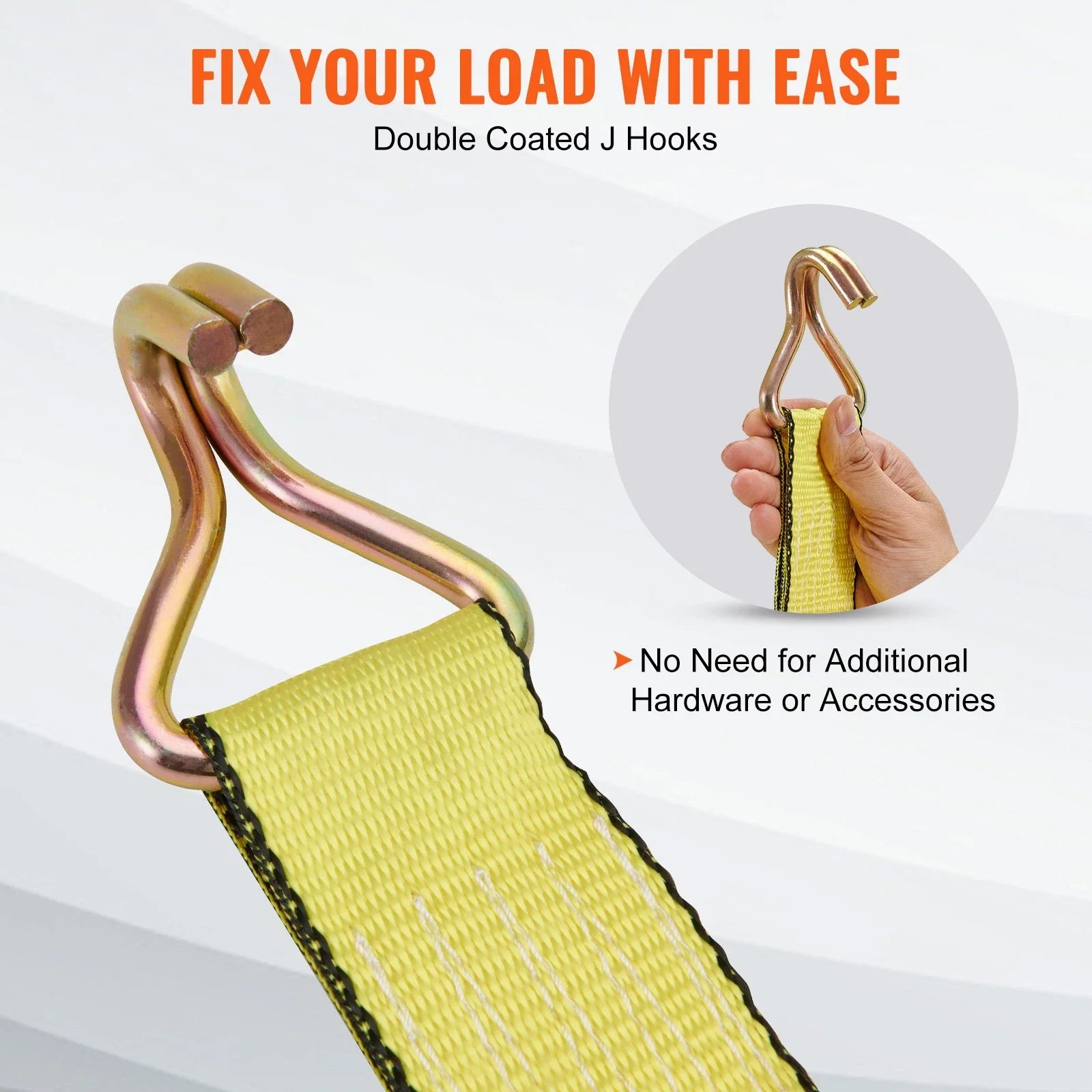 4 Pack Ratchet Tie Down Straps | 5000 lbs, 2" x 15', Heavy Duty Double J Hook