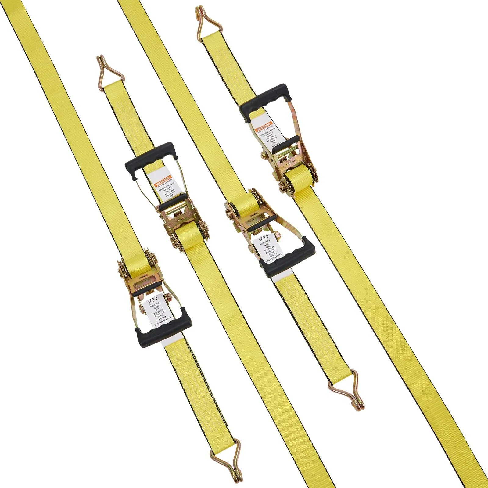 4 Pack Ratchet Tie Down Straps | 5000 lbs, 2" x 15', Heavy Duty Double J Hook