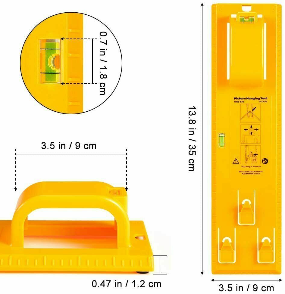 Picture Hanging Tool with Level | Wall Decor Positioning & Marking Ruler